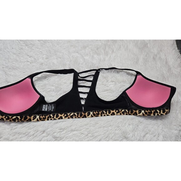 Victoria's Secret PINK Ultimate Push-Up Polka Dot Racerback Zip Bra Size Large - Picture 6 of 9